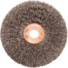 Weiler - 3" OD, 1/2" Arbor Hole, Crimped Steel Wheel Brush - 5/8" Face Width, 1" Trim Length, 0.006" Filament Diam, 20,000 RPM - USA Tool & Supply
