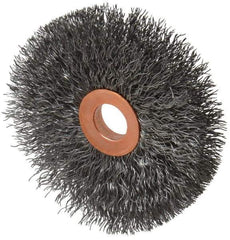 Weiler - 3" OD, 1/2" Arbor Hole, Crimped Steel Wheel Brush - 5/8" Face Width, 1" Trim Length, 0.0104" Filament Diam, 20,000 RPM - USA Tool & Supply