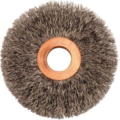 Weiler - 3" OD, 5/8" Arbor Hole, Crimped Steel Wheel Brush - 5/8" Face Width, 15/16" Trim Length, 0.0118" Filament Diam, 20,000 RPM - USA Tool & Supply