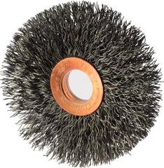 Weiler - 3" OD, 5/8" Arbor Hole, Crimped Steel Wheel Brush - 5/8" Face Width, 15/16" Trim Length, 0.014" Filament Diam, 20,000 RPM - USA Tool & Supply