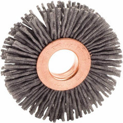 Weiler - 2" OD, 1/2" Arbor Hole, Nylon Wheel Brush - 3/8" Face Width, 1/2" Trim Length, 0.04" Filament Diam, 10,000 RPM - USA Tool & Supply