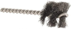 Weiler - 1-1/8" Diam Helical Steel Tube Brush - 0.008" Filament Diam, 1" Brush Length, 3-1/2" OAL, 1/4" Diam Stainless Steel Shank - USA Tool & Supply