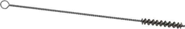 Weiler - 1-1/2" Long x 1/4" Diam Steel Hand Tube Brush - Single Spiral, 7" OAL, 0.003" Wire Diam, 3/32" Shank Diam - USA Tool & Supply