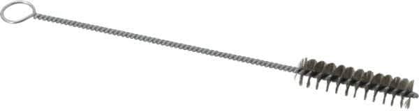 Weiler - 2" Long x 1/2" Diam Steel Hand Tube Brush - Single Spiral, 8" OAL, 0.004" Wire Diam, 1/8" Shank Diam - USA Tool & Supply