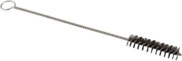 Weiler - 2" Long x 1/2" Diam Steel Hand Tube Brush - Single Spiral, 8" OAL, 0.006" Wire Diam, 1/8" Shank Diam - USA Tool & Supply