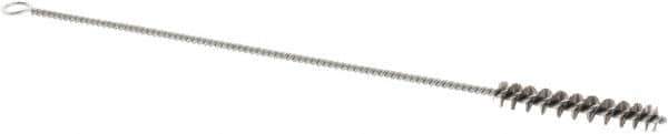 Weiler - 1-1/2" Long x 1/4" Diam Stainless Steel Hand Tube Brush - Single Spiral, 7" OAL, 0.003" Wire Diam, 3/32" Shank Diam - USA Tool & Supply