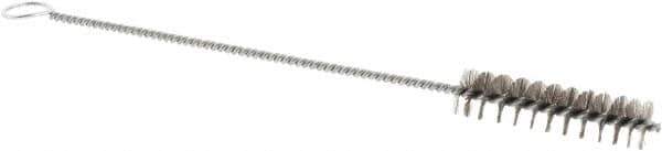 Weiler - 2" Long x 1/2" Diam Stainless Steel Hand Tube Brush - Single Spiral, 8" OAL, 0.004" Wire Diam, 1/8" Shank Diam - USA Tool & Supply