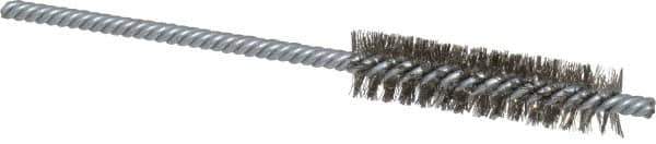 Weiler - 1/2" Diam Helical Stainless Steel Tube Brush - Double Spiral, 0.006" Filament Diam, 2" Brush Length, 5" OAL, 5/32" Diam Shank - USA Tool & Supply