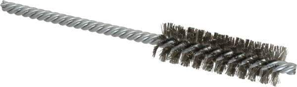 Weiler - 5/8" Diam Helical Stainless Steel Tube Brush - Double Spiral, 0.005" Filament Diam, 2" Brush Length, 5" OAL, 7/32" Diam Shank - USA Tool & Supply
