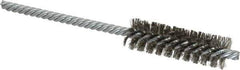 Weiler - 5/8" Diam Helical Stainless Steel Tube Brush - Double Spiral, 0.005" Filament Diam, 2" Brush Length, 5" OAL, 7/32" Diam Shank - USA Tool & Supply