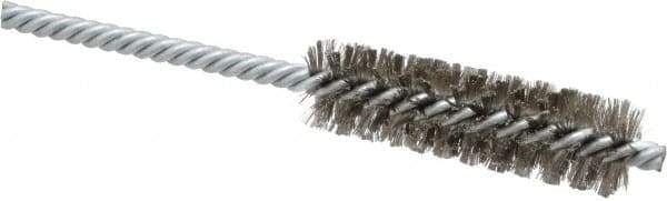 Weiler - 3/4" Diam Helical Stainless Steel Tube Brush - Double Spiral, 0.006" Filament Diam, 2-1/2" Brush Length, 5-1/2" OAL, 1/4" Diam Shank - USA Tool & Supply