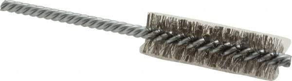 Weiler - 3/4" Diam Helical Stainless Steel Tube Brush - Double Spiral, 0.0104" Filament Diam, 2-1/2" Brush Length, 5-1/2" OAL, 1/4" Diam Shank - USA Tool & Supply