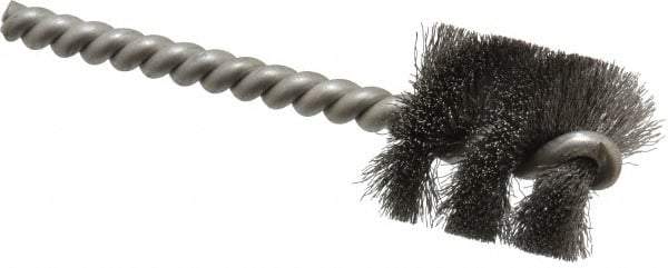 Weiler - 1" Diam Helical Steel Tube Brush - 0.005" Filament Diam, 1" Brush Length, 3-1/2" OAL, 1/4" Diam Stainless Steel Shank - USA Tool & Supply