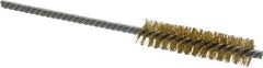Weiler - 1/2" Diam Helical Brass Tube Brush - Double Spiral, 0.006" Filament Diam, 2" Brush Length, 5" OAL, 5/32" Diam Shank - USA Tool & Supply