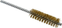 Weiler - 3/4" Diam Helical Brass Tube Brush - Double Spiral, 0.006" Filament Diam, 2-1/2" Brush Length, 5-1/2" OAL, 1/4" Diam Shank - USA Tool & Supply