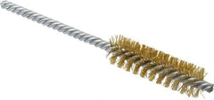 Weiler - 5/8" Diam Helical Brass Tube Brush - Double Spiral, 0.008" Filament Diam, 2" Brush Length, 5-1/2" OAL, 7/32" Diam Shank - USA Tool & Supply