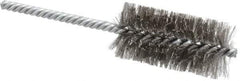 Weiler - 1-1/4" Diam Helical Stainless Steel Tube Brush - Double Spiral, 0.006" Filament Diam, 2-1/2" Brush Length, 5-1/2" OAL, 1/4" Diam Shank - USA Tool & Supply