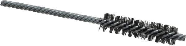 Weiler - 1/2" Diam Helical Steel Tube Brush - Double Spiral, 0.0104" Filament Diam, 2" Brush Length, 5" OAL, 5/32" Diam Shank - USA Tool & Supply