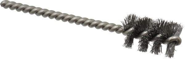 Weiler - 5/8" Diam Helical Steel Tube Brush - 0.008" Filament Diam, 1" Brush Length, 3-1/2" OAL, 3/16" Diam Stainless Steel Shank - USA Tool & Supply