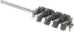 Weiler - 1-1/8" Diam Helical Nylon Tube Brush - Single Spiral, 0.022" Filament Diam, 2-1/2" Brush Length, 5-1/2" OAL, 1/4" Diam Shank - USA Tool & Supply
