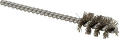 Weiler - 9/16" Diam Helical Stainless Steel Tube Brush - 0.0104" Filament Diam, 1" Brush Length, 3-1/2" OAL, 3/16" Diam Stainless Steel Shank - USA Tool & Supply