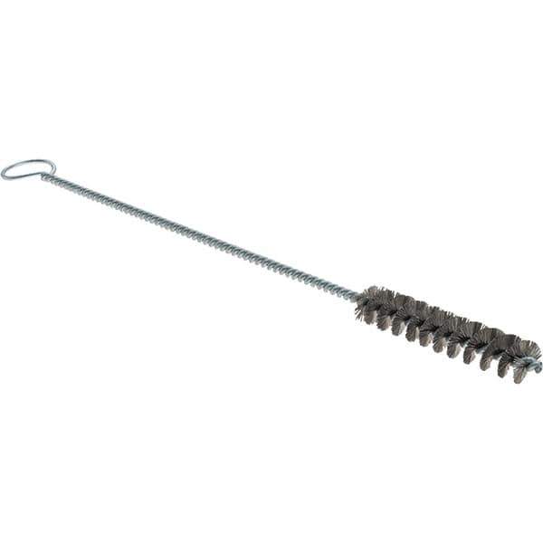 Weiler - 3/8" Diam Helical Stainless Steel Tube Brush - Single Spiral, 0.004" Filament Diam, 2" Brush Length, 8" OAL, 1/8" Diam Galvanized Steel Shank - USA Tool & Supply