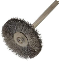 Weiler - 1" OD, 1/8" Shank Diam, Crimped Stainless Steel Wheel Brush - 5/16" Trim Length, 0.003" Filament Diam, 37,000 RPM - USA Tool & Supply
