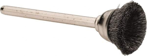 Weiler - 5/8" Diam, 1/8" Shank Crimped Wire Steel Cup Brush - 0.003" Filament Diam, 1/4" Trim Length, 37,000 Max RPM - USA Tool & Supply