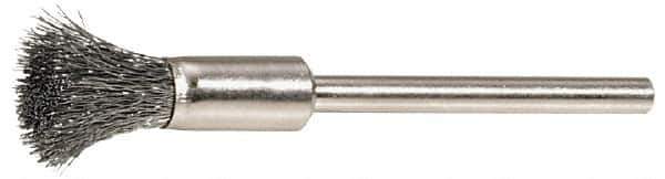 Weiler - 3/16" Brush Diam, Crimped, End Brush - 3/32" Diam Shank, 37,000 Max RPM - USA Tool & Supply