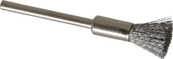 Weiler - 1/4" Brush Diam, Crimped, End Brush - 1/8" Diam Shank, 37,000 Max RPM - USA Tool & Supply