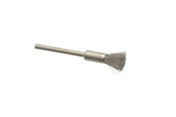 Weiler - 1/4" Brush Diam, Crimped, End Brush - 1/8" Diam Shank, 37,000 Max RPM - USA Tool & Supply