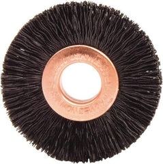 Weiler - 1-1/2" OD, 3/8" Arbor Hole, Nylon Wheel Brush - 1/4" Face Width, 7/16" Trim Length, 0.01" Filament Diam, 20,000 RPM - USA Tool & Supply
