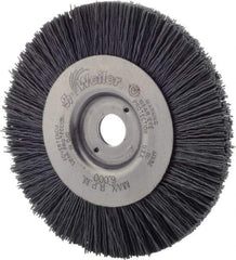 Weiler - 4" OD, 1/2" Arbor Hole, Nylon Wheel Brush - 1/2" Face Width, 7/8" Trim Length, 0.022" Filament Diam, 6,000 RPM - USA Tool & Supply