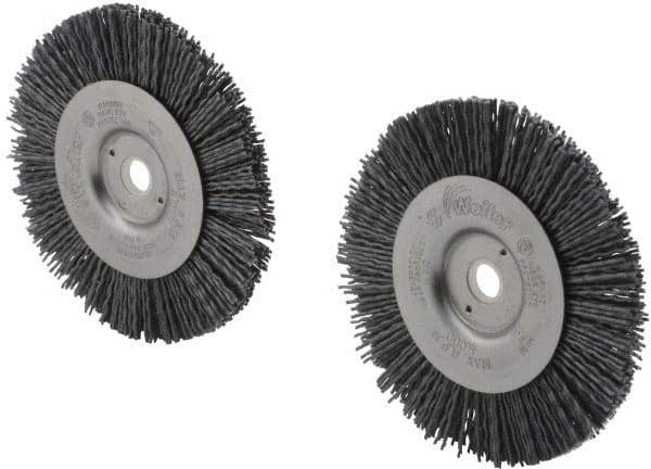 Weiler - 4" OD, 1/2" Arbor Hole, Nylon Wheel Brush - 1/2" Face Width, 7/8" Trim Length, 0.035" Filament Diam, 6,000 RPM - USA Tool & Supply
