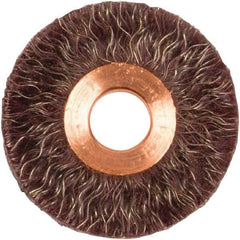 Weiler - 2" OD, 1/2" Arbor Hole, Crimped Steel Wheel Brush - 1/4" Face Width, 1/2" Trim Length, 0.014" Filament Diam, 20,000 RPM - USA Tool & Supply