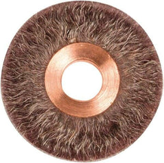 Weiler - 2" OD, 1/2" Arbor Hole, Crimped Steel Wheel Brush - 1/4" Face Width, 1/2" Trim Length, 0.0104" Filament Diam, 20,000 RPM - USA Tool & Supply