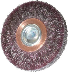 Weiler - 2" OD, 1/4" Shank Diam, Crimped Steel Wheel Brush - 1/4" Face Width, 1/2" Trim Length, 0.0118" Filament Diam, 20,000 RPM - USA Tool & Supply