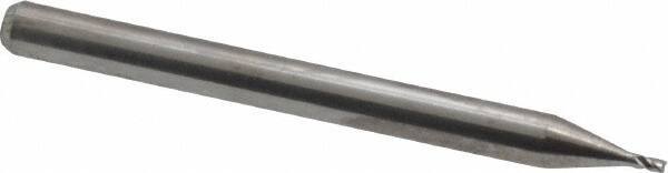 Kyocera - 1/32", 3/64" LOC, 1/8" Shank Diam, 1-1/2" OAL, 4 Flute, Solid Carbide Square End Mill - Single End, Uncoated, 30° Helix, Centercutting, Series 1820 - USA Tool & Supply