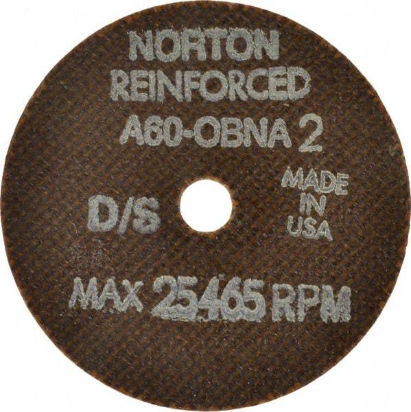 Norton - 3" 60 Grit Aluminum Oxide Cutoff Wheel - 0.06" Thick, 3/8" Arbor, 25,465 Max RPM, Use with Die Grinders - USA Tool & Supply