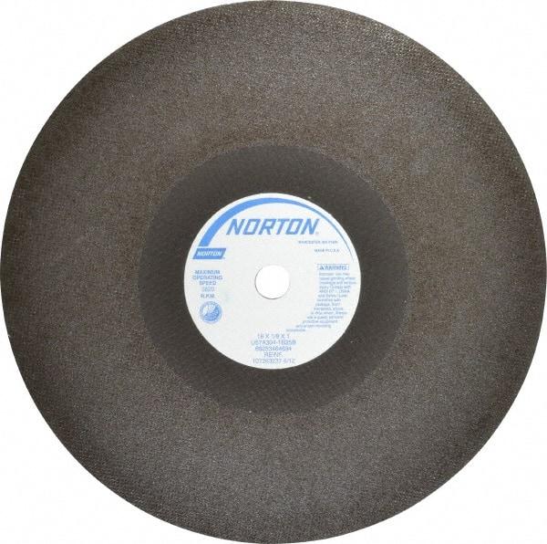 Norton - 16" 30 Grit Aluminum Oxide Cutoff Wheel - 1/8" Thick, 1" Arbor, 3,820 Max RPM, Use with Stationary Tools - USA Tool & Supply