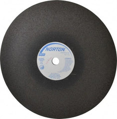 Norton - 16" 30 Grit Aluminum Oxide Cutoff Wheel - 5/32" Thick, 1" Arbor, 3,820 Max RPM, Use with Stationary Tools - USA Tool & Supply
