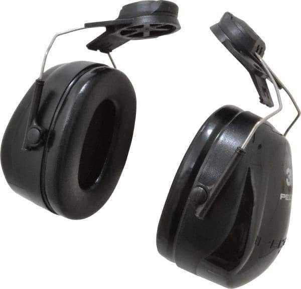 3M - Hard Hat Cap Mounted Black PVC Cushion Earmuffs - 25 NRR Rating - USA Tool & Supply