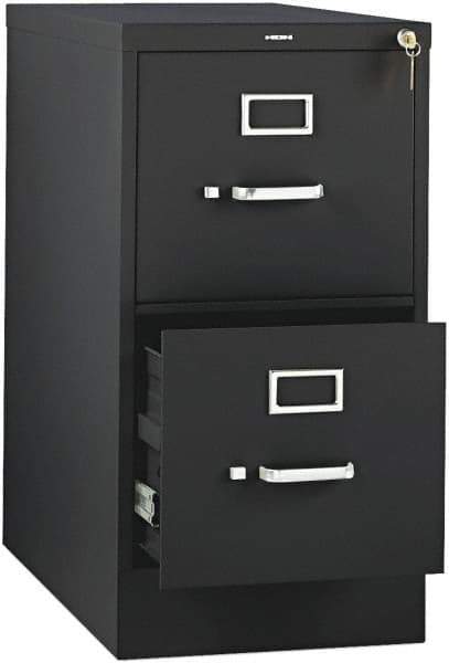 Hon - 26" Wide x 29" High x 26-1/2" Deep, 2 Drawer Vertical File with Lock - Steel, Black - USA Tool & Supply