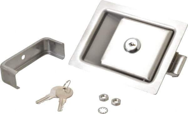 Made in USA - 5" Long x 4" Wide x 1-15/16" High, Paddle Latch - Stainless Steel, with Brushed Finish - USA Tool & Supply