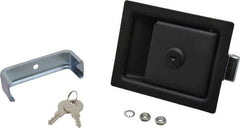 Made in USA - 5" Long x 4" Wide x 1-15/16" High, Paddle Latch - Steel, with Black Powder Coat Finish - USA Tool & Supply