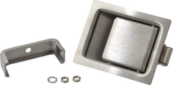 Made in USA - 3.31" Long x 2.68" Wide x 1.430" High, Paddle Latch - Stainless Steel, with Brushed Finish - USA Tool & Supply