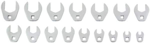 Proto - 16 Piece 3/8" Drive Open End Crowfoot Wrench Set - 9, 10, 11, 12, 13, 14, 15, 16, 17, 18, 19, 20, 21, 22, 23 & 24mm - USA Tool & Supply