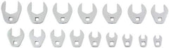 Proto - 16 Piece 3/8" Drive Open End Crowfoot Wrench Set - 9, 10, 11, 12, 13, 14, 15, 16, 17, 18, 19, 20, 21, 22, 23 & 24mm - USA Tool & Supply