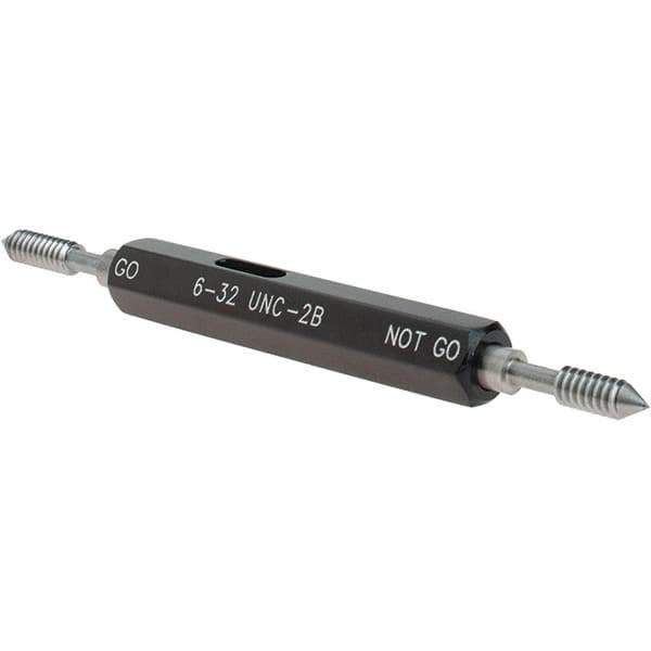 SPI - #6-32, Class 2B, Double End Plug Thread Go/No Go Gage - Steel, Size 00 Handle Included - USA Tool & Supply