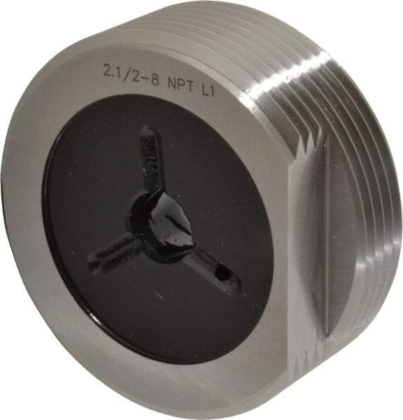 SPI - 2-1/2 - 8 Single End Tapered Plug Pipe Thread Gage - Handle Size 6, Handle Not Included, NPT-L1 Tolerance, NIST Traceability Certification Included - USA Tool & Supply